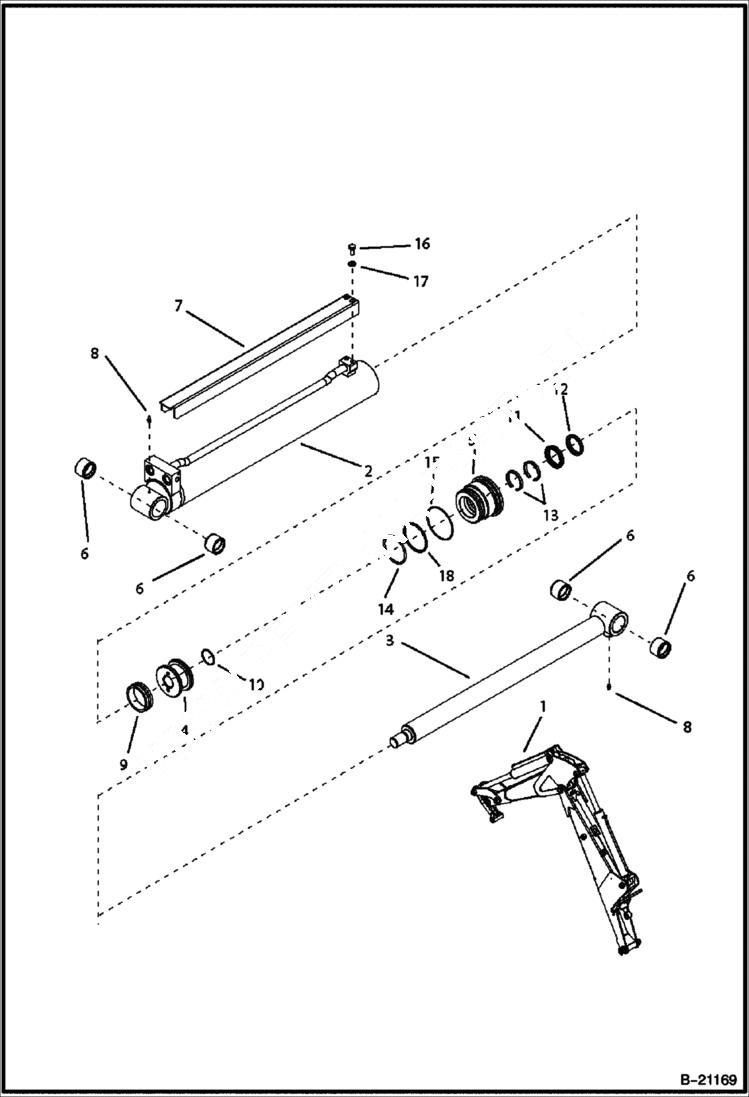 Схема запчастей Bobcat BL570 - BUCKET CYLINDER (BL570) 5706 11015 & Below (BL575) 5720 11006 & Below HYDRAULIC SYSTEM