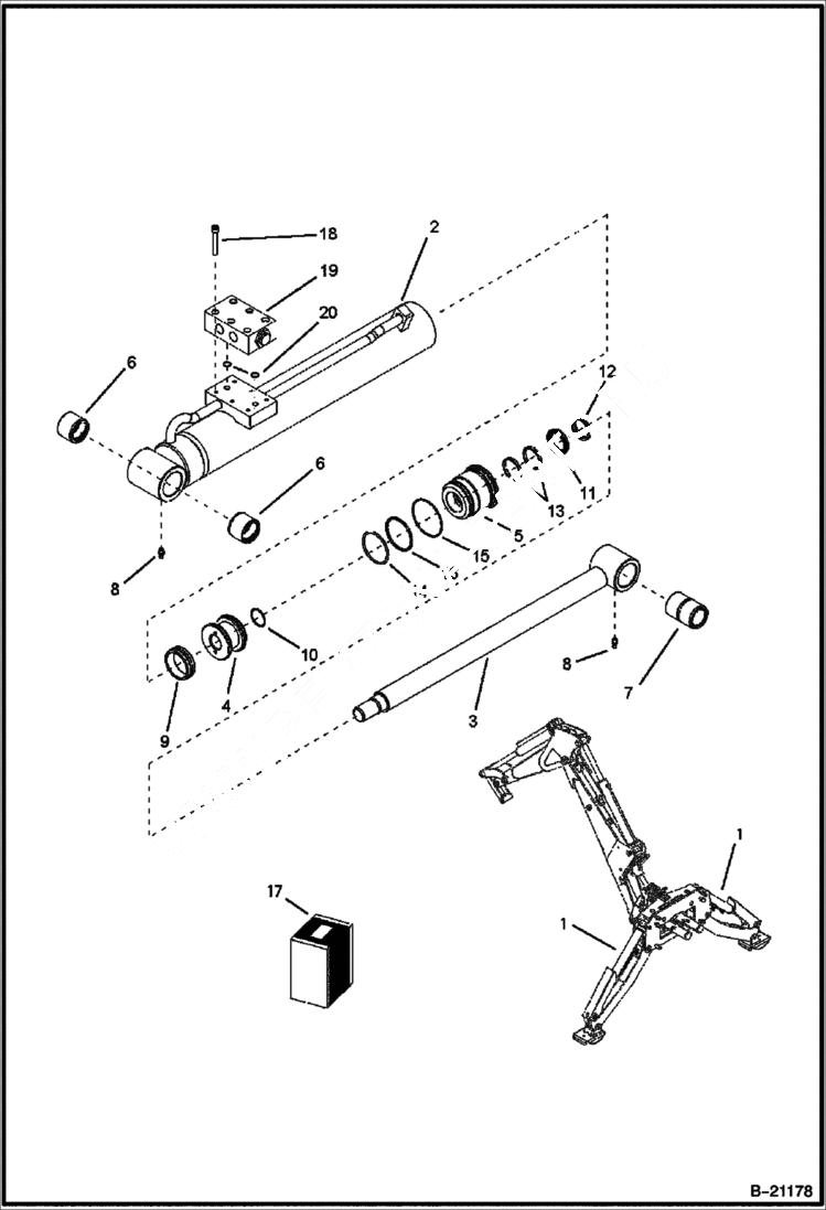 Схема запчастей Bobcat BL570 - STABILIZER CYLINDER Center Mount HYDRAULIC SYSTEM