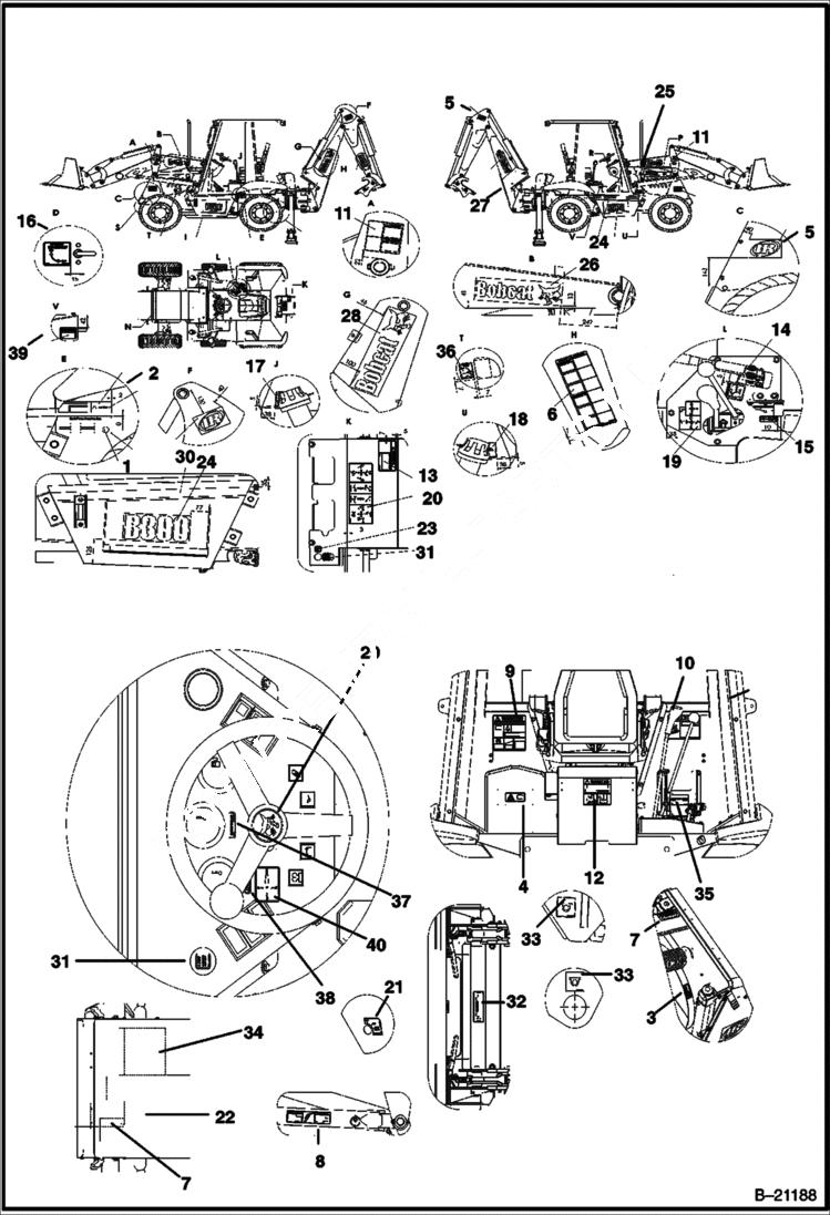 Схема запчастей Bobcat B300 - DECALS POWER UNIT