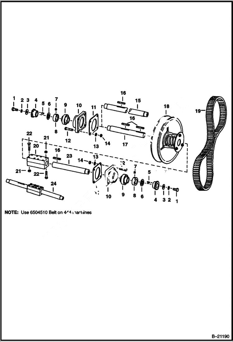 Схема запчастей Bobcat 500s - VARIABLE SPEED JACKSHAFT M-500 & M-444 S/N 44567 & Below - Straight Jackshaft DRIVE TRAIN