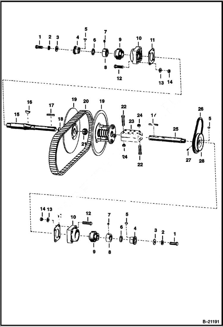 Схема запчастей Bobcat 400s - VARIABLE SPEED JACKSHAFT 500 & 444 S/N 44567 & Below Tapered Jackshaft Conversion DRIVE TRAIN