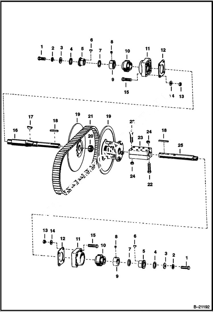 Схема запчастей Bobcat 600s - VARIABLE SPEED JACKSHAFT Tapered Jackshaft DRIVE TRAIN