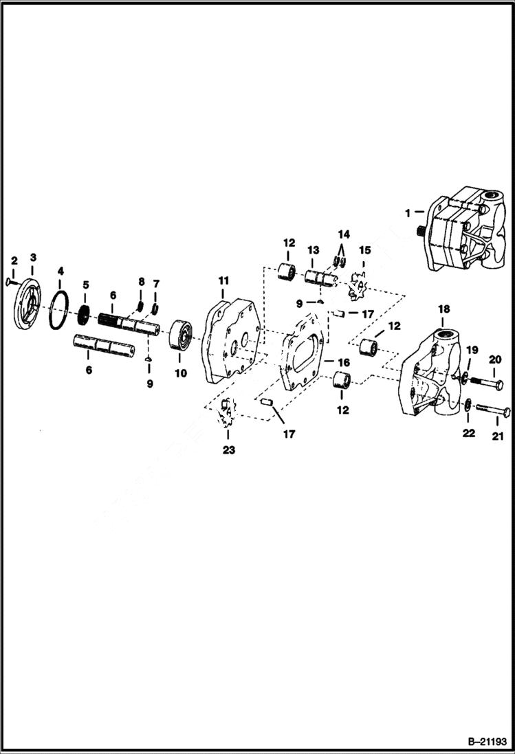 Схема запчастей Bobcat 500s - HYDRAULIC PUMP Counterclockwise Rotation M-444 & M-500 HYDRAULIC SYSTEM