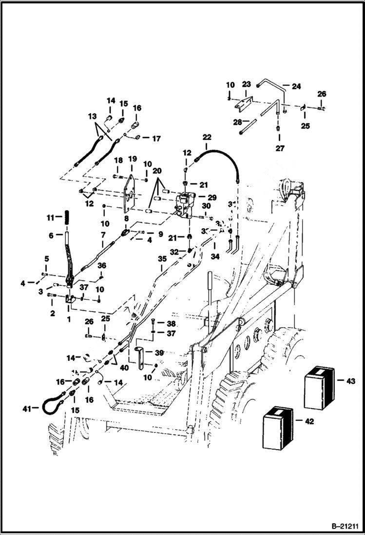 Схема запчастей Bobcat 500s - AUXILIARY HYDRAULIC LINES Frame Mounted - Two Unit Control ACCESSORIES & OPTIONS