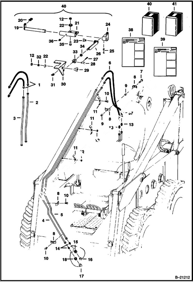 Схема запчастей Bobcat 400s - AUXILIARY HYDRAULIC SYSTEM Boom Mounted - One Unit Control ACCESSORIES & OPTIONS