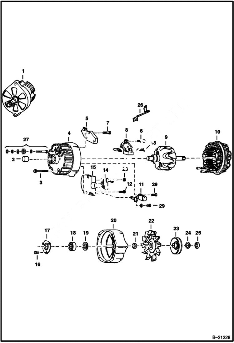 Схема запчастей Bobcat 600s - ALTERNATOR Delco #1103133 - Open ELECTRICAL SYSTEM