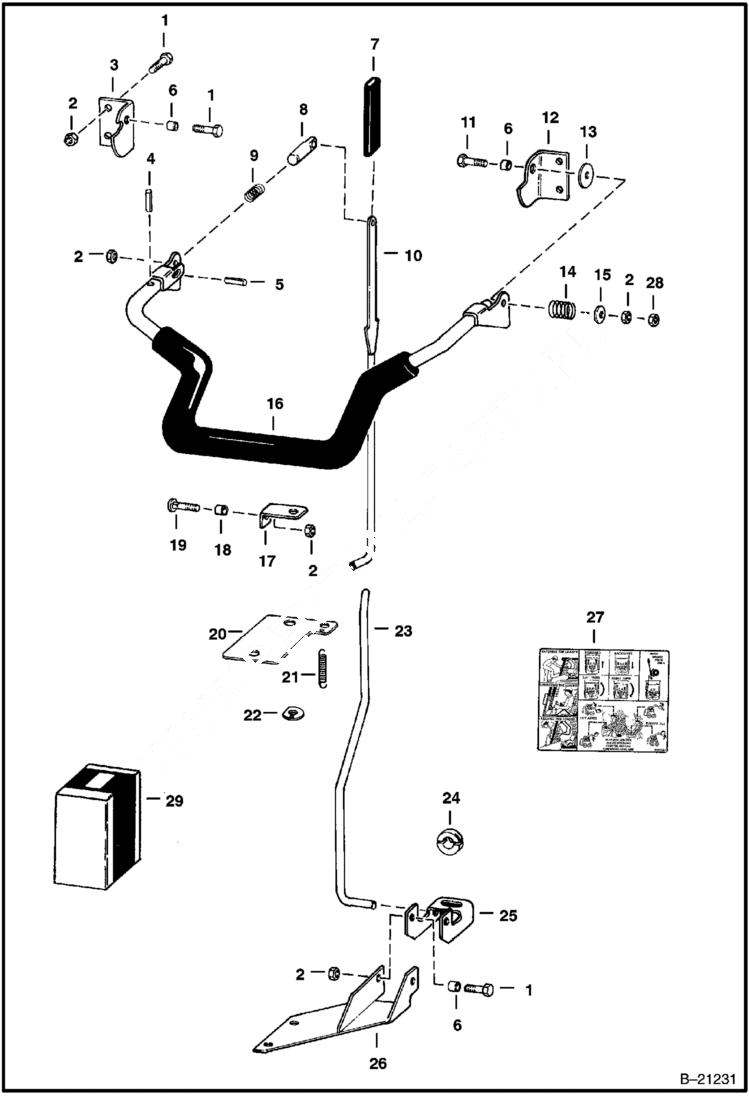 Схема запчастей Bobcat 600s - SEAT BAR MAIN FRAME