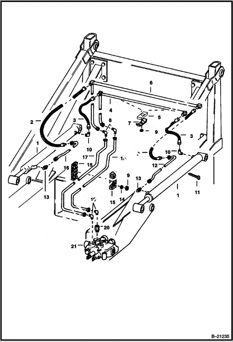 Схема запчастей Bobcat 600s - LIFT CYLINDER CIRCUITRY HYDRAULIC SYSTEM