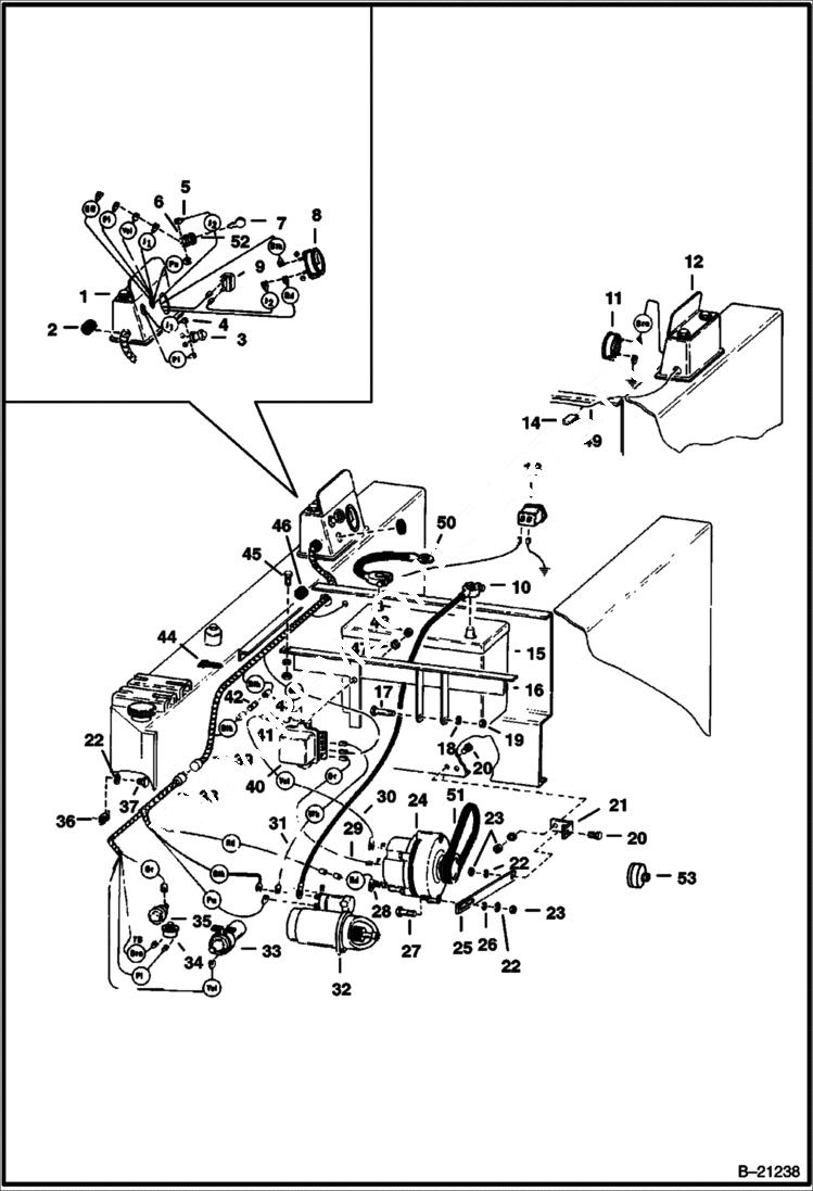 Схема запчастей Bobcat 600s - MAIN FRAME ELECTRICAL CIRCUITRY S/N 4956 M 17179 & Below or 220000 & Below ELECTRICAL SYSTEM