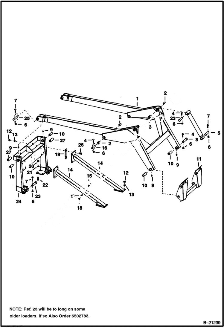 Схема запчастей Bobcat 600s - LIFT ARMS & BOB-TACH MAIN FRAME