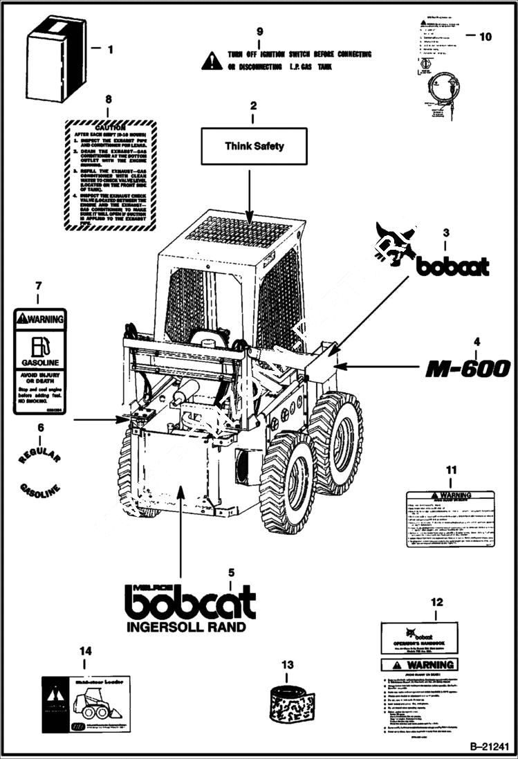 Схема запчастей Bobcat 600s - DECALS ACCESSORIES & OPTIONS