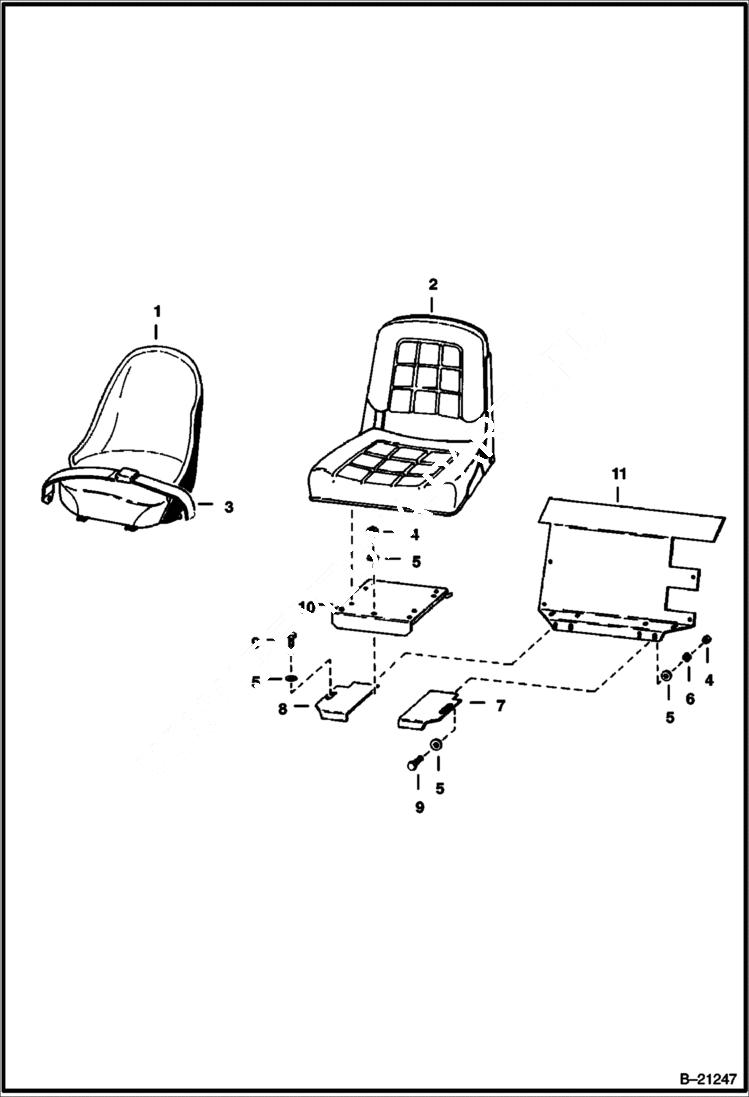 Схема запчастей Bobcat 600s - SEAT & SEAT MOUNTING MAIN FRAME