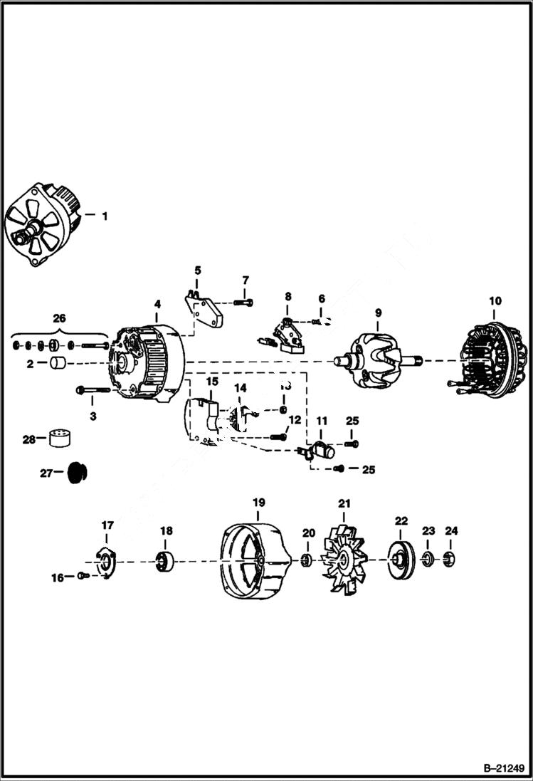 Схема запчастей Bobcat 600s - ALTERNATOR Delco 1105076 - Closed ELECTRICAL SYSTEM