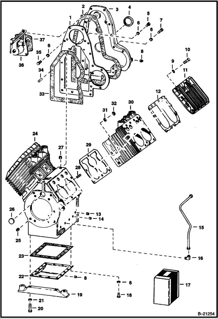 Схема запчастей Bobcat 600s - CRANKCASE & GEAR COVER POWER UNIT