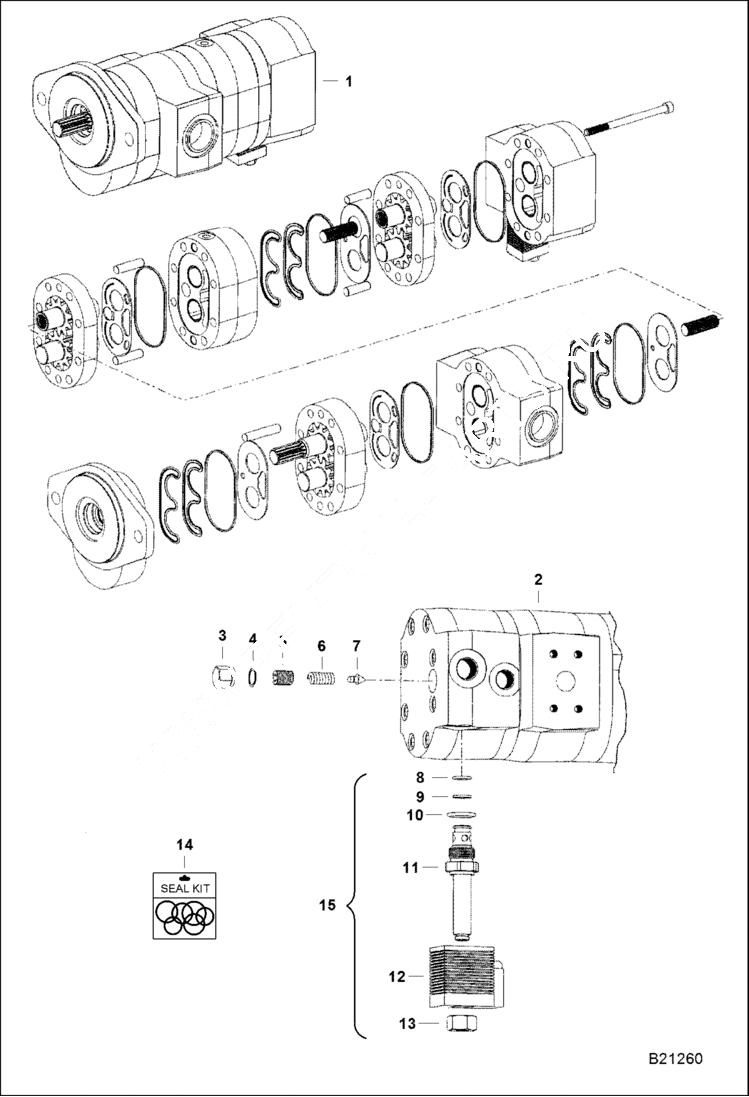 Схема запчастей Bobcat T-Series - HIGH FLOW HYDRAULICS (Double Gear Pump) HIGH FLOW HYDRAULICS