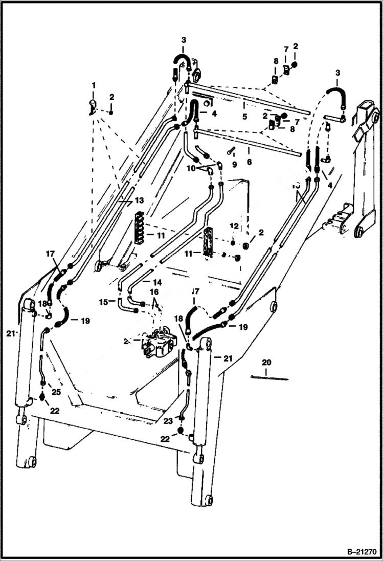 Схема запчастей Bobcat 600s - TILT CYLINDER CIRCUITRY HYDRAULIC SYSTEM