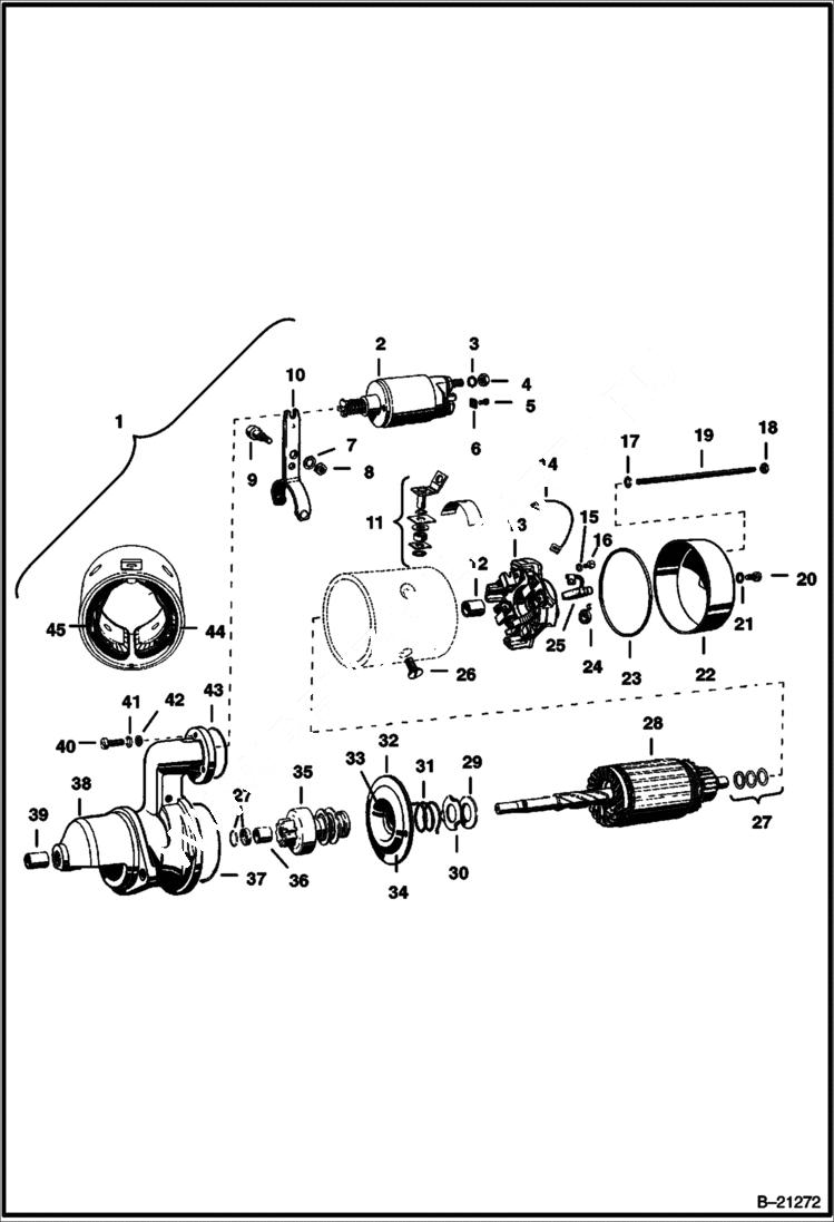 Схема запчастей Bobcat 600s - STARTER Bosch 0-001-358-047 ELECTRICAL SYSTEM