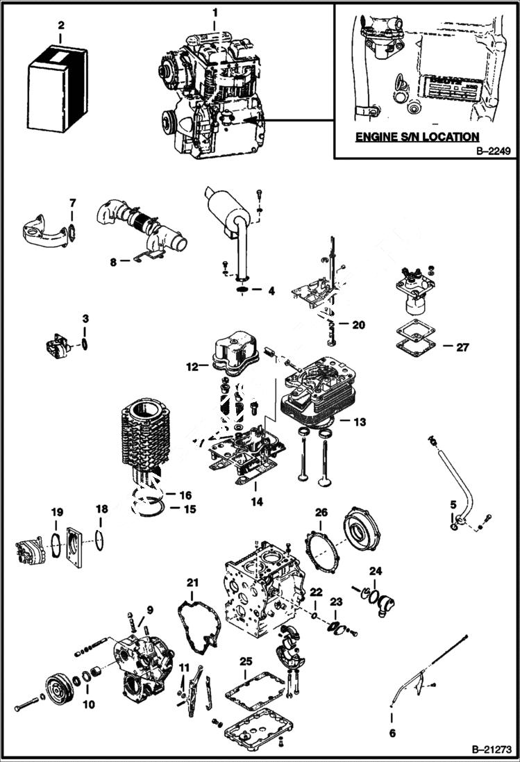 Схема запчастей Bobcat 600s - DEUTZ DIESEL ENGINE F2L411D POWER UNIT