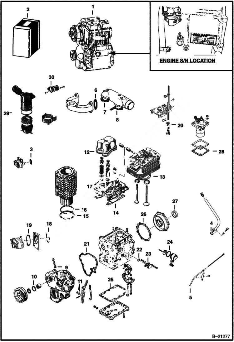 Схема запчастей Bobcat 600s - DEUTZ DIESEL ENGINE F2L411W POWER UNIT