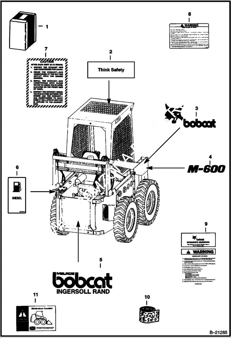 Схема запчастей Bobcat 600s - DECALS ACCESSORIES & OPTIONS