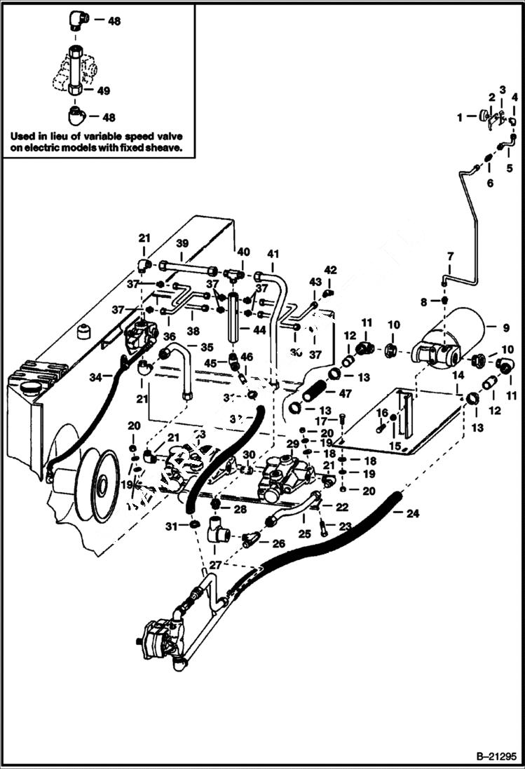 Схема запчастей Bobcat 600s - MAIN FRAME HYDRAULIC CICUITRY S/N 75648 & Below HYDRAULIC SYSTEM