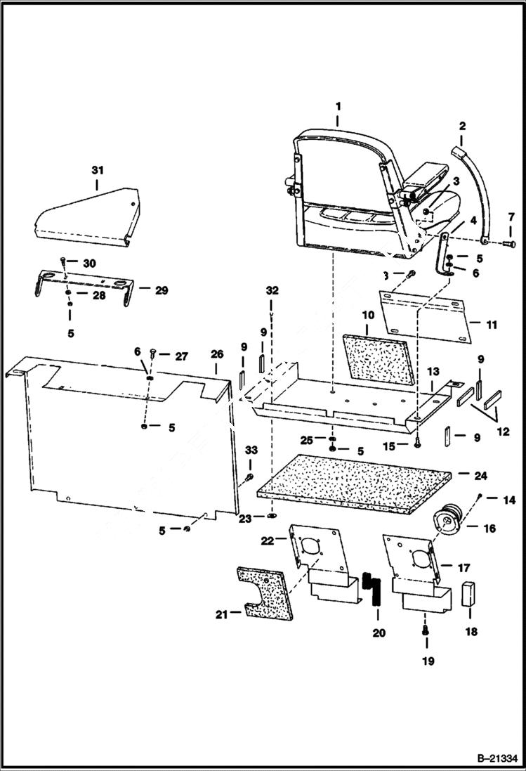 Схема запчастей Bobcat 500s - PANELS & SEAT MAIN FRAME