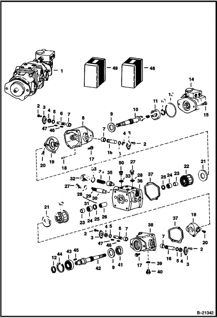 Схема запчастей Bobcat 500s - HYDROSTATIC PUMP HYDROSTATIC SYSTEM