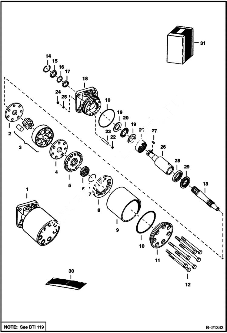 Схема запчастей Bobcat 500s - HYDROSTATIC MOTOR MAE 24012, MAE 24021, MAE 24024 HYDROSTATIC SYSTEM