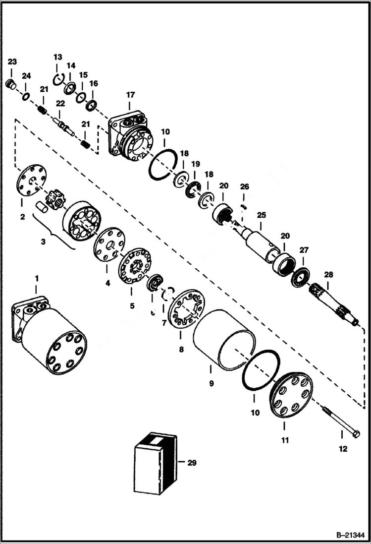 Схема запчастей Bobcat 500s - HYDROSTATIC MOTOR MAE 24032 and MAE 24033 - S/N 13001 and Above HYDROSTATIC SYSTEM