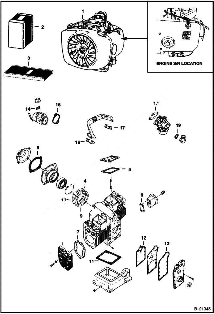 Схема запчастей Bobcat 500s - ENGINE POWER UNIT