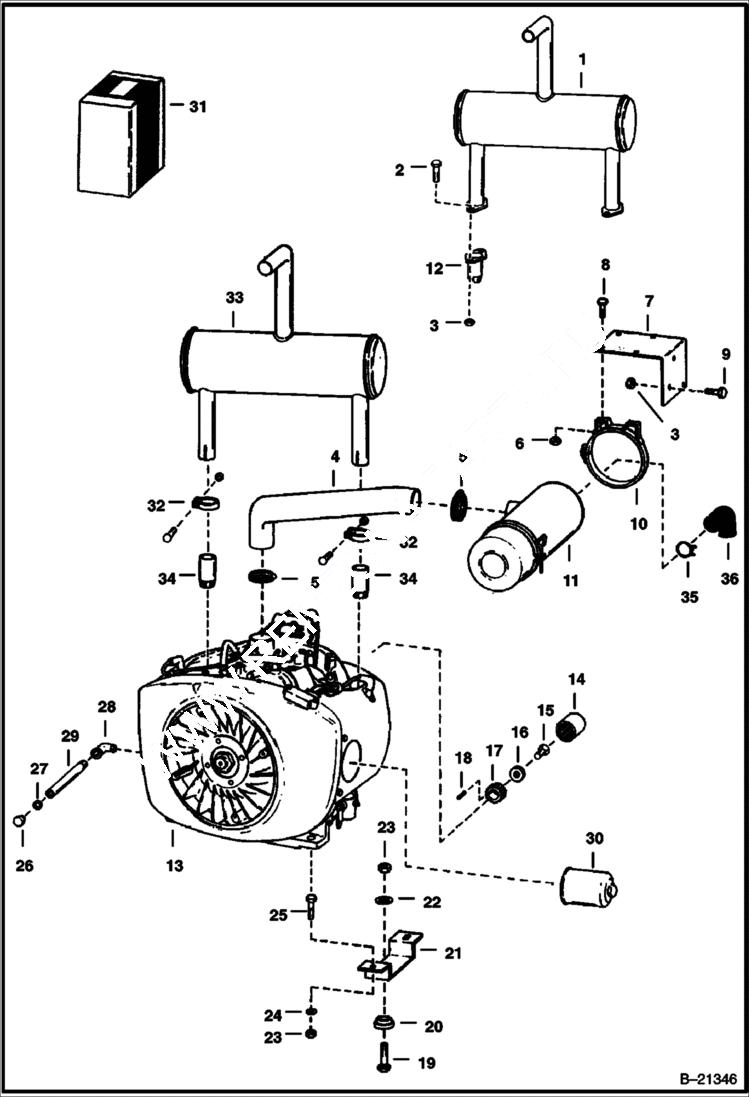 Схема запчастей Bobcat 500s - ENGINE & ATTACHING PARTS POWER UNIT