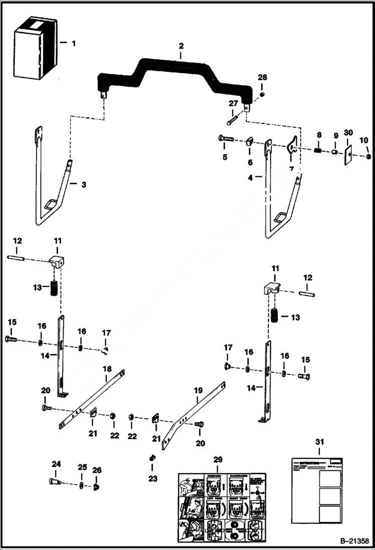 Схема запчастей Bobcat 500s - SEAT BAR KIT ACCESSORIES & OPTIONS