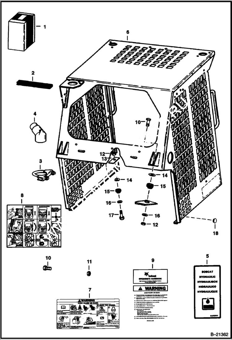 Схема запчастей Bobcat 500s - OPERATOR CAB MAIN FRAME