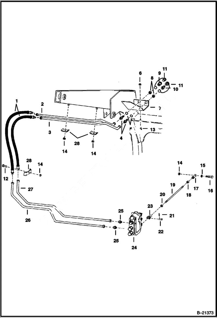 Схема запчастей Bobcat 500s - AUXILIARY HYDRAULICS S/N 11999 & Below HYDRAULIC SYSTEM