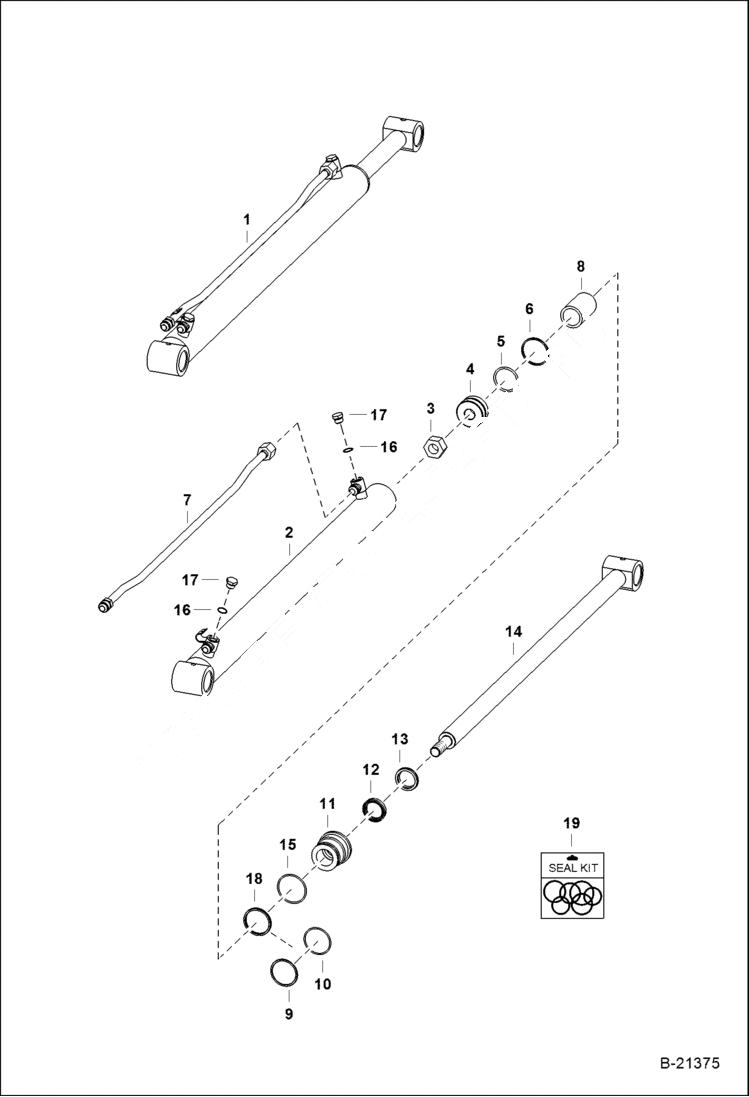 Схема запчастей Bobcat 500s - LIFT CYLINDER W/Replaceable Tube - S/N 12001 & Above HYDRAULIC SYSTEM