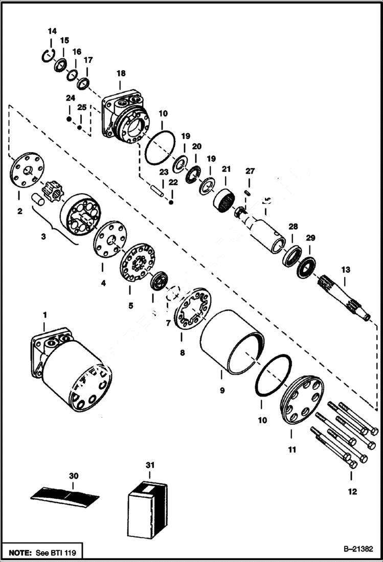 Схема запчастей Bobcat 500s - HYDROSTATIC MOTOR MAE 24012, MAE 24021 & MAE 24024 S/N 13999 & Below HYDROSTATIC SYSTEM