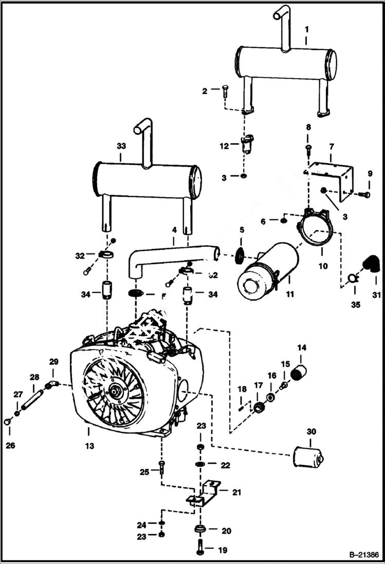 Схема запчастей Bobcat 500s - ENGINE & ATTACHING PARTS POWER UNIT