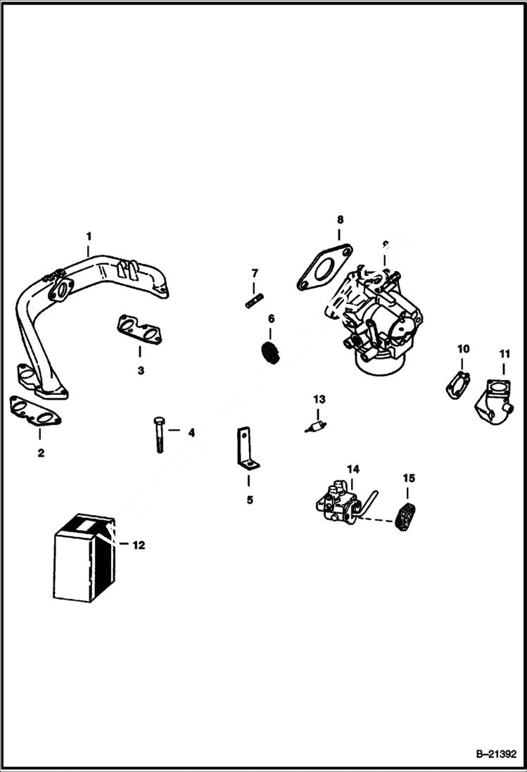 Схема запчастей Bobcat 500s - MANIFOLD & CARBURETOR POWER UNIT