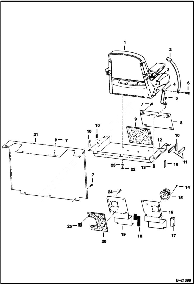 Схема запчастей Bobcat 500s - PANEL & SEAT MAIN FRAME