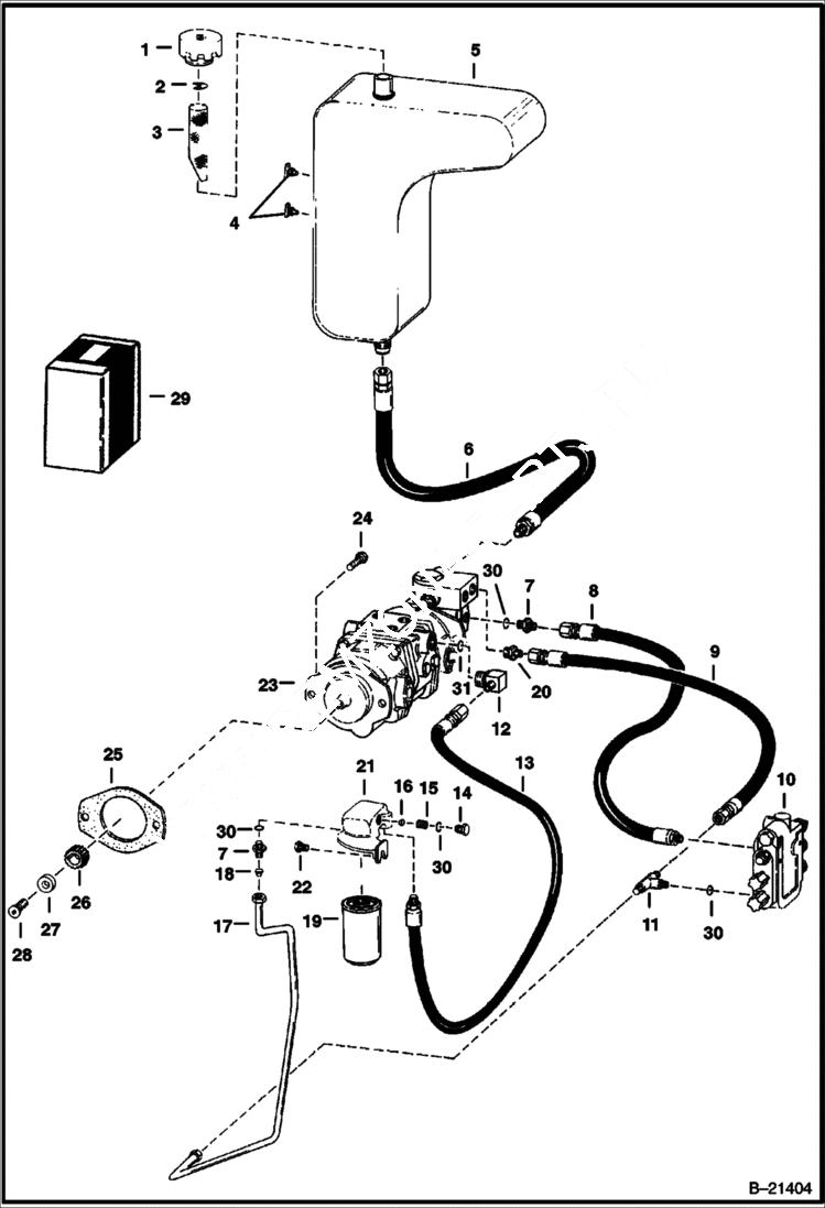 Схема запчастей Bobcat 500s - HYDROSTATIC PUMP CIRCUITRY S/N 12999 & Below HYDROSTATIC SYSTEM