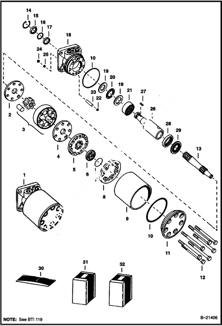 Схема запчастей Bobcat 500s - HYDROSTATIC MOTOR MAE 24012, MAE 24021 & MAE 24024 S/N 12999 & Below HYDROSTATIC SYSTEM