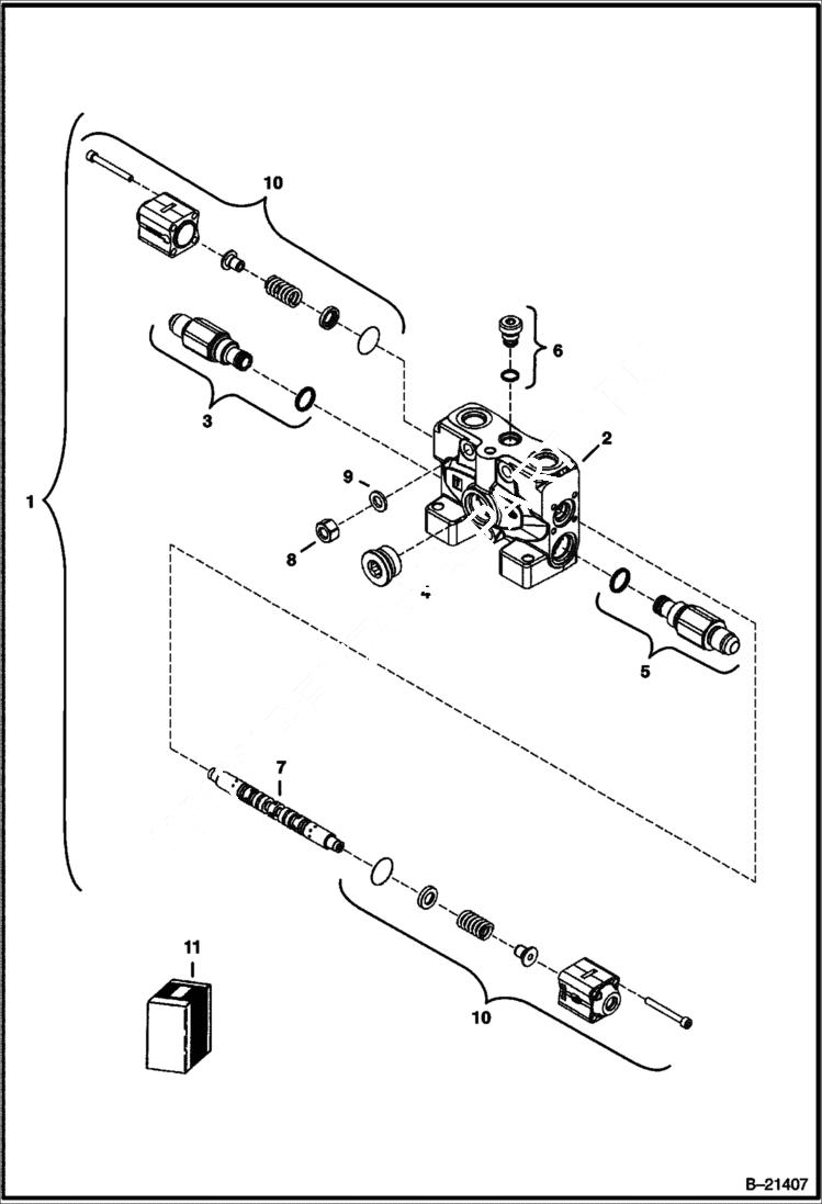 Схема запчастей Bobcat 331 - VALVE SECTION (Slew) (S/N 232512783, 232711434, 232612158 & Above) HYDRAULIC SYSTEM