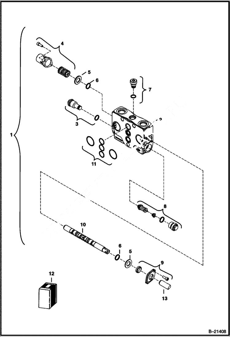 Схема запчастей Bobcat 334 - VALVE SECTION (Blade) (S/N 232512783, 232711434, 232612158 & Above) HYDRAULIC SYSTEM