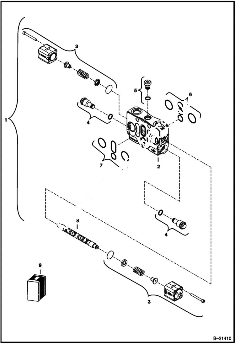 Схема запчастей Bobcat 430 - VALVE SECTION (Auxiliary) HYDRAULIC/HYDROSTATIC SYSTEM