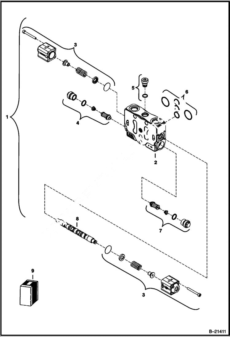 Схема запчастей Bobcat 430 - VALVE SECTION (Bucket) HYDRAULIC/HYDROSTATIC SYSTEM