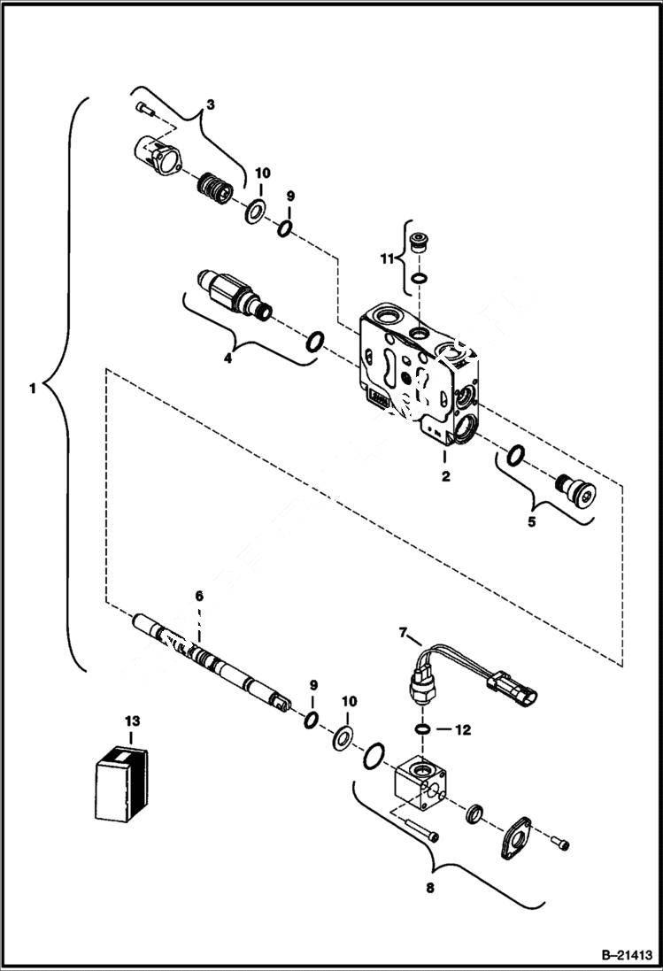 Схема запчастей Bobcat 334 - VALVE SECTION (Left Travel) (S/N 232512783, 232711434, 232612158 & Above) HYDRAULIC SYSTEM