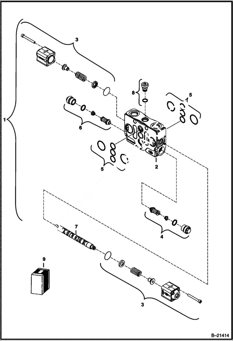 Схема запчастей Bobcat 430 - VALVE SECTION (Boom) HYDRAULIC/HYDROSTATIC SYSTEM