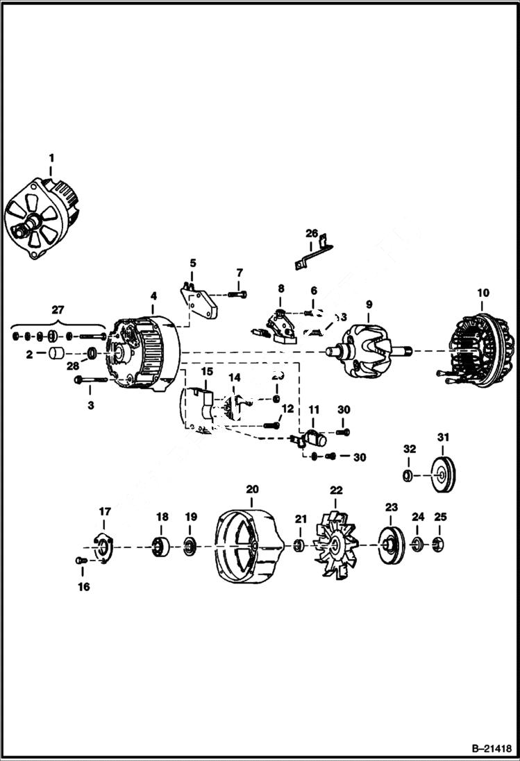 Схема запчастей Bobcat 500s - ALTERNATOR Delco 1102920 - Open ELECTRICAL SYSTEM