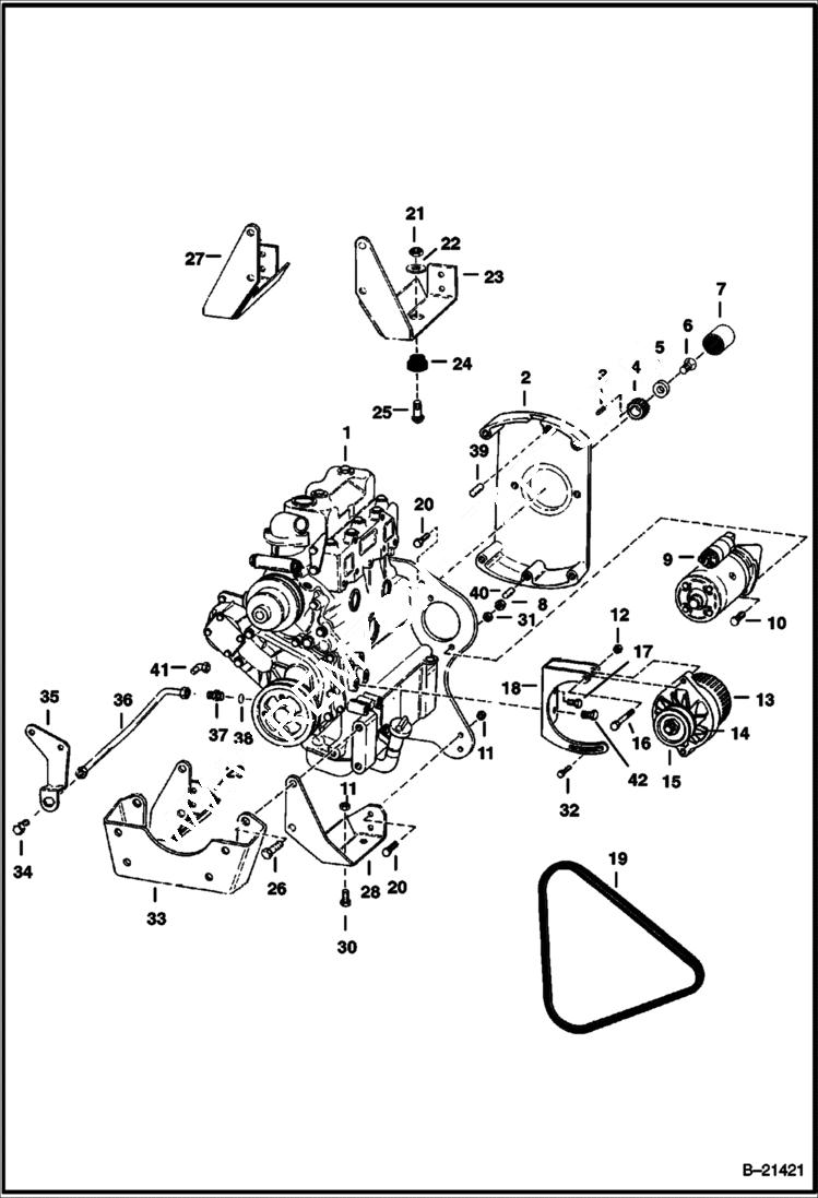 Схема запчастей Bobcat 500s - ENGINE & ATTACHING PARTS POWER UNIT