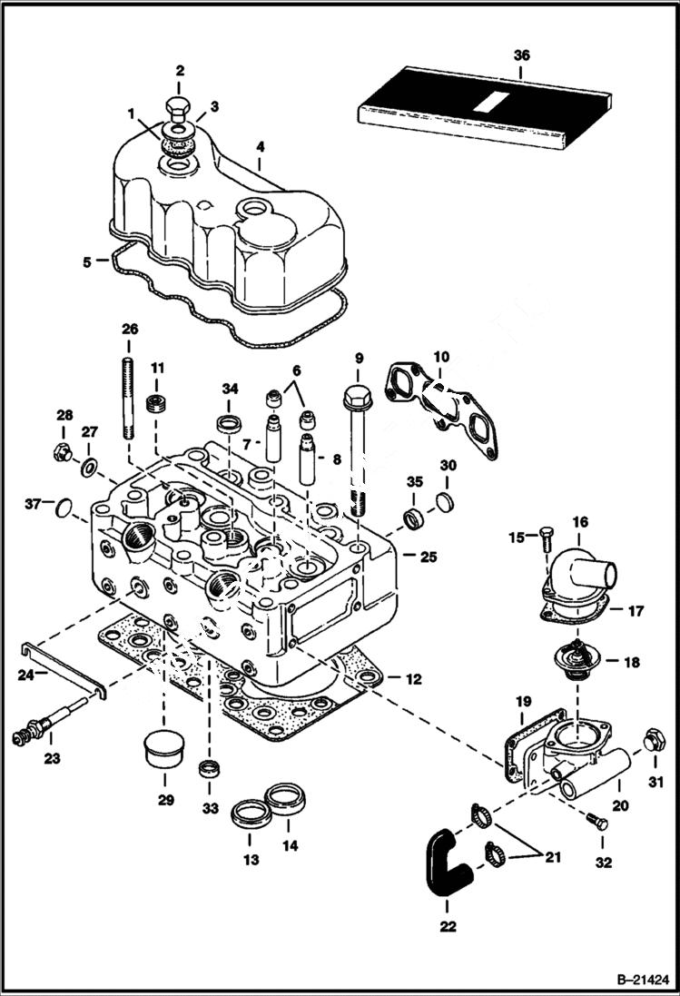 Схема запчастей Bobcat 500s - CYLINDER HEAD POWER UNIT